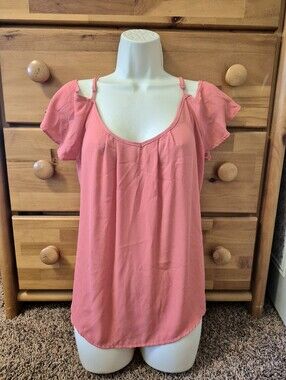 Octavia Coral Pink Cold-Shoulder Flutter Camisole Size S
